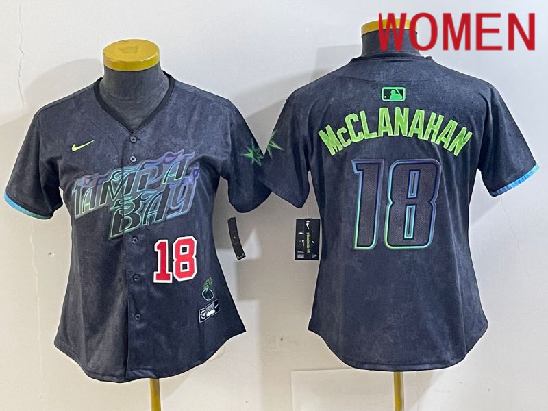 Women Tampa Bay Rays #18 Mcclanahan Black City Edition 2024 Nike MLB Jersey style 5